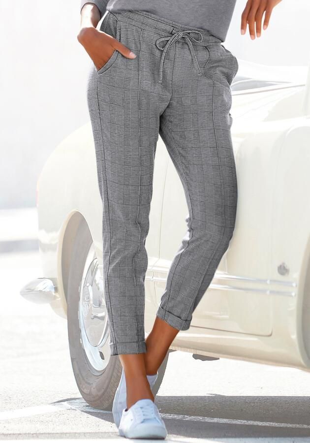 Vivance Jogpants met geruit motief en steekzakken geruite broek - Foto 7