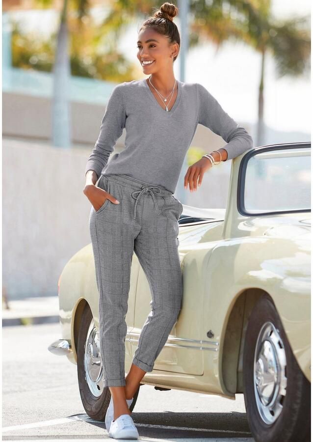 Vivance Trui met V-hals getailleerd zachte gebreide trui basic klassiek