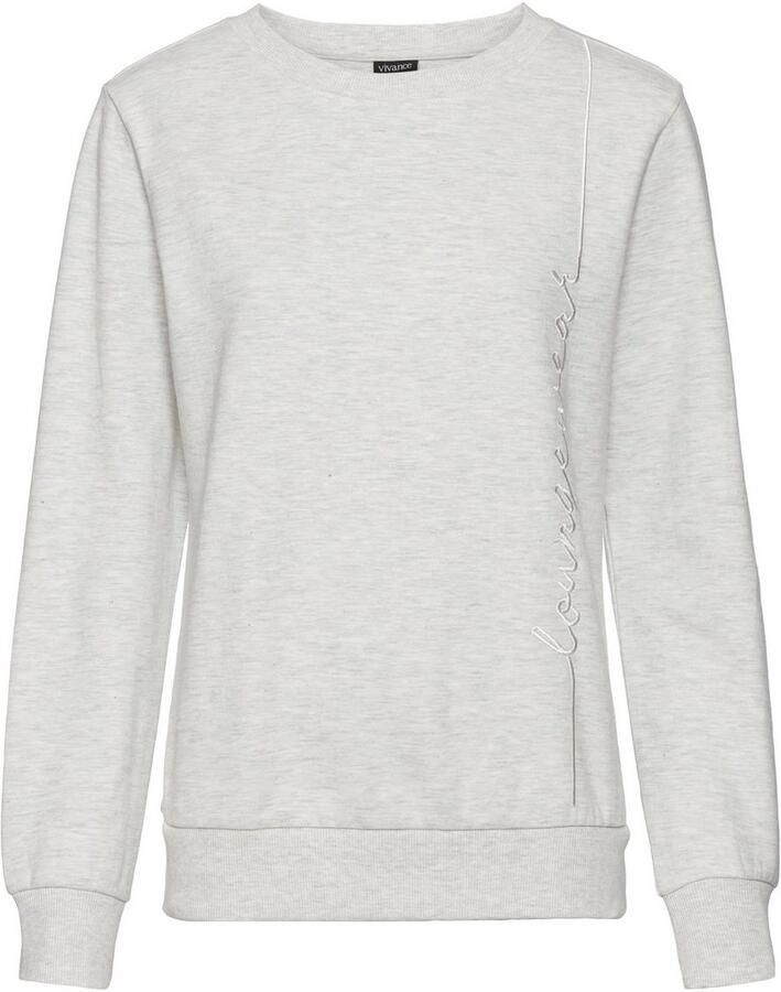 Vivance Lang sweatshirt met loungewear borduring loungeshirt - Foto 5