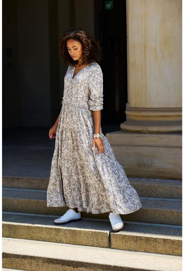 Vivance Maxi-jurk met all-over print en volants lange mouwen jurk met print casual-chic - Foto 5