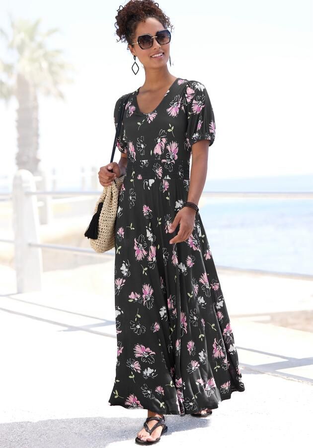 Vivance Maxi-jurk met bloe print en lichte pofmouwen zomerjurk casual - Foto 3