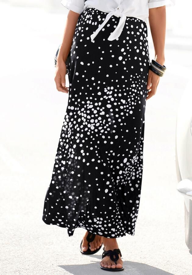 Vivance Maxirok met stippenprint en elastische tailleband zomerse jerseyrok - Foto 7