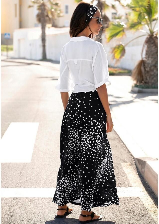 Vivance Maxirok met stippenprint en elastische tailleband zomerse jerseyrok - Foto 5