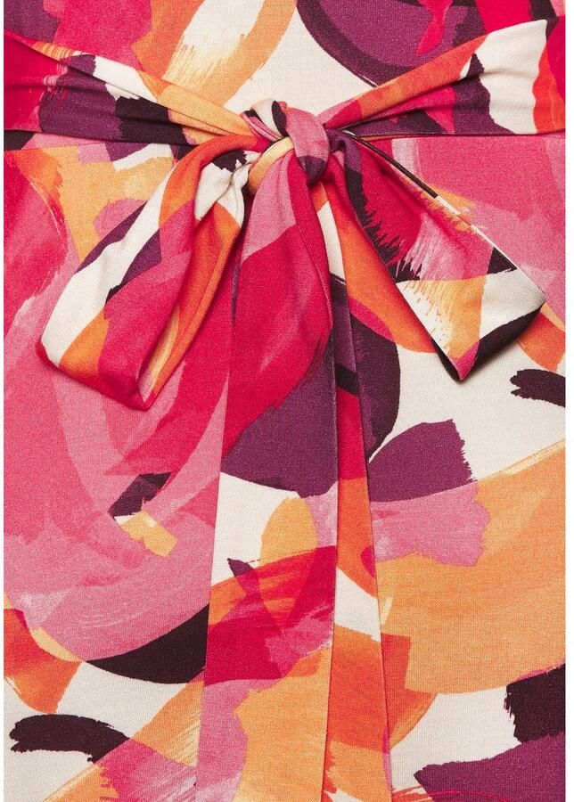 Vivance Midi-jurk met alloverprint luchtige zomerjurk in wikkellook strandjurk