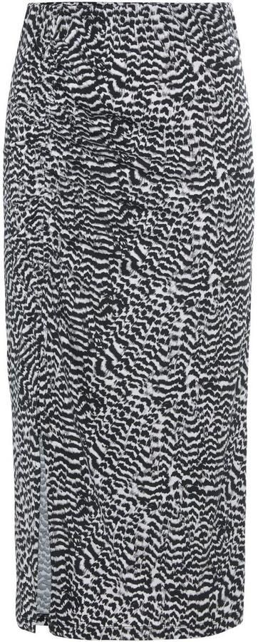 Vivance Midirok met plooien aan de zijkant en split jersey rok met animal print - Foto 8