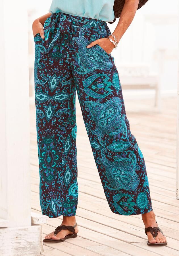 Vivance Palazzobroek en paisley print elastische tailleband sweatpants stoffen broek (Met een bindceintuur) - Foto 8