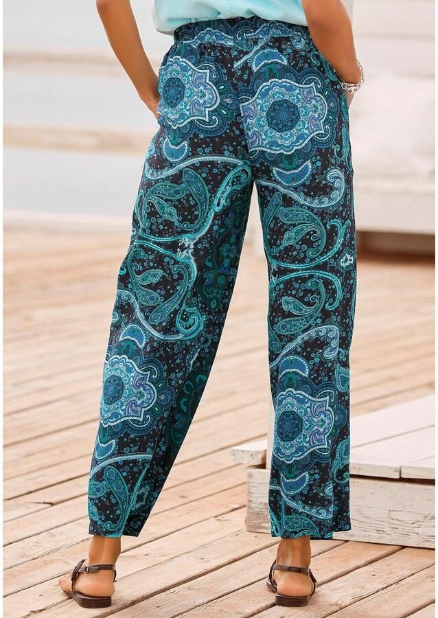 Vivance Palazzobroek en paisley print elastische tailleband sweatpants stoffen broek (Met een bindceintuur) - Foto 4