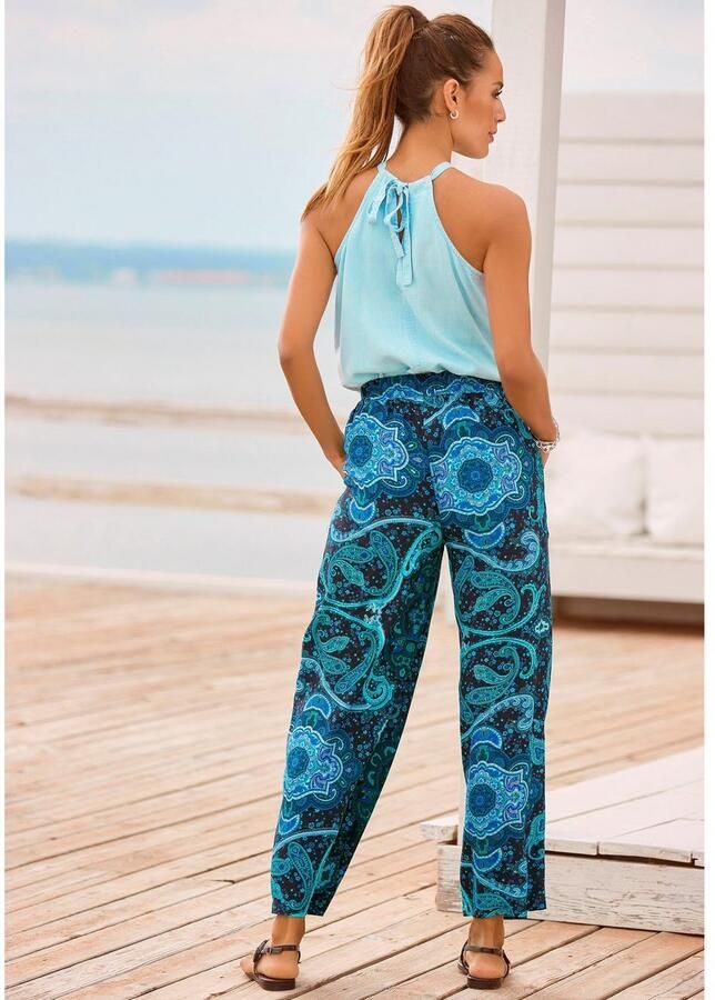 Vivance Palazzobroek en paisley print elastische tailleband sweatpants stoffen broek (Met een bindceintuur) - Foto 3