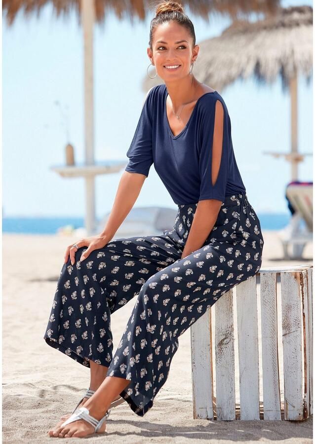 Vivance T-shirt met cut-outs bij de mouwen shirt met korte mouwen en v-hals casual - Foto 4