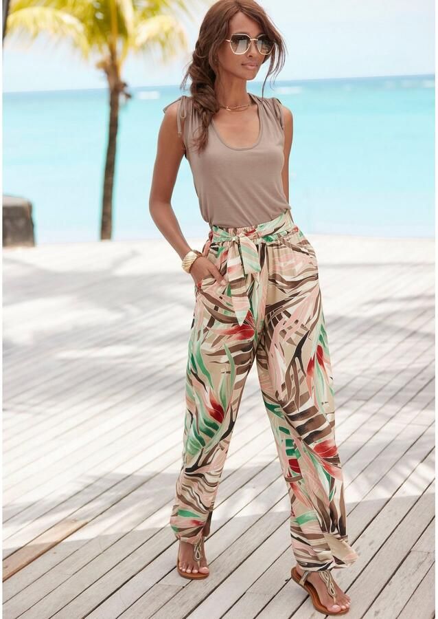 Vivance Palazzobroek van geweven viscose met vastgebonden riem stofbroek met zakken (Met vastgezette bindceintuur) - Foto 4