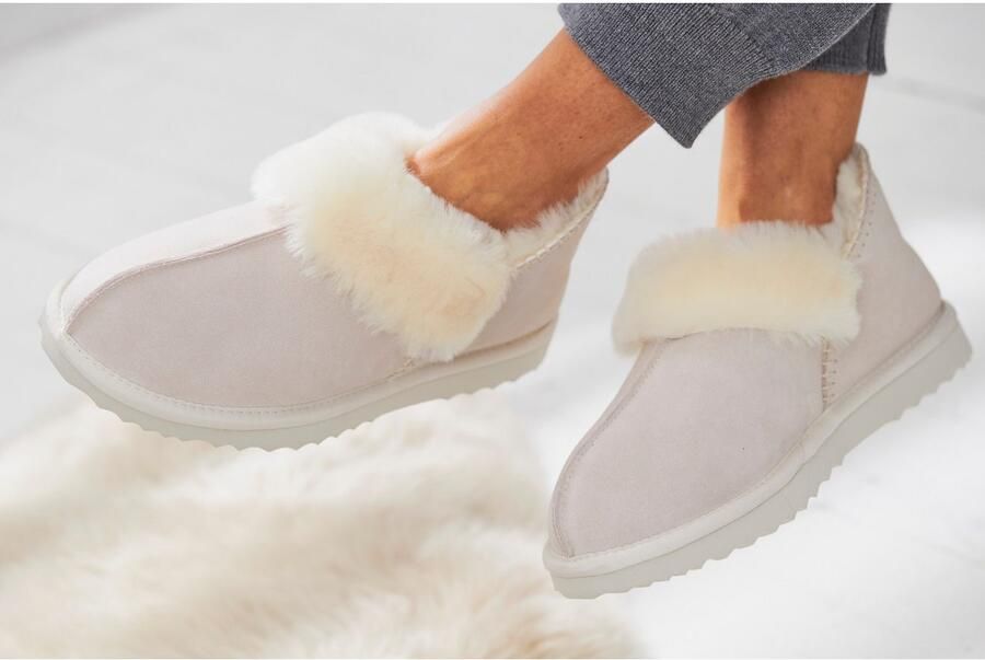 Vivance Pantoffels Pluche pantoffel pantolette pantoffel van lamswol