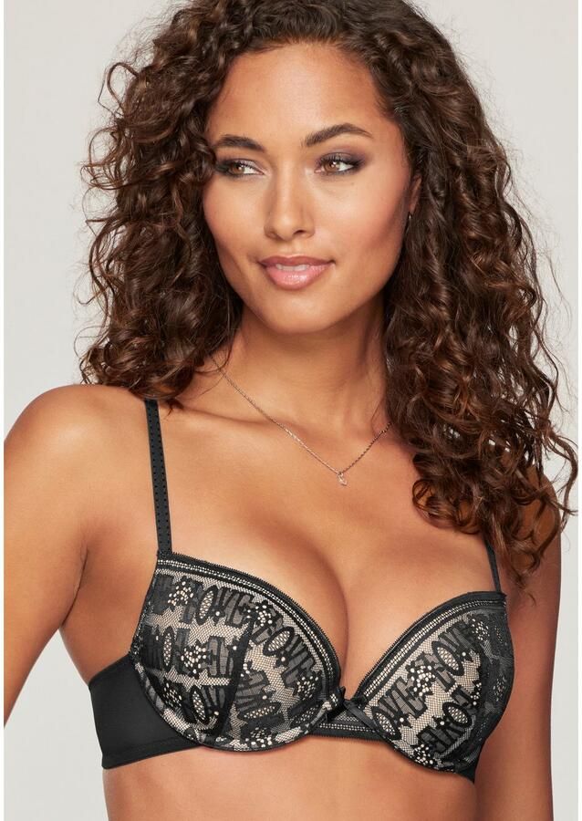Vivance Push-up-bh Madita met beugel van mooi kant met "love"-letters sexy lingerie