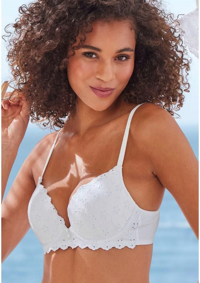 Vivance Push-up-bh met beugel van zacht katoen met gaatjesborduur sexy lingerie