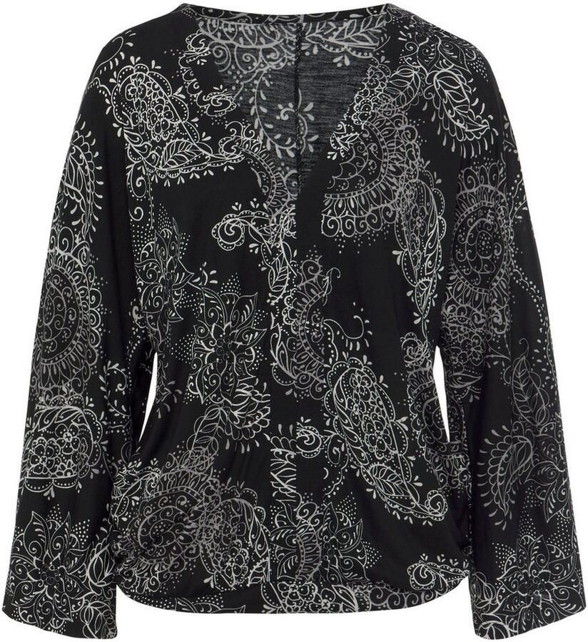 Vivance Shirt met 3 4-mouwen met all-over print en v-hals blouseshirt met lange mouwen