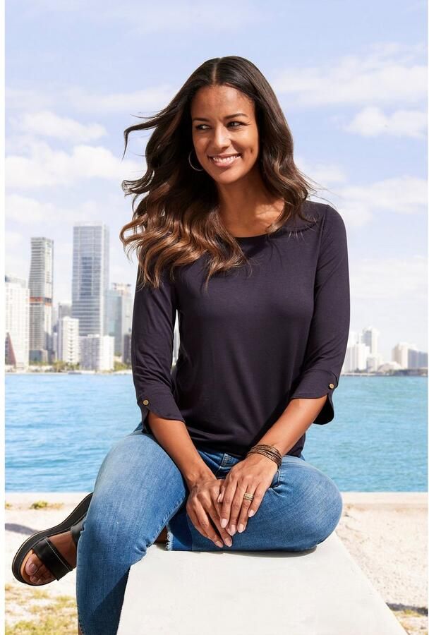 Vivance Shirt met 3 4-mouwen Met manchetten en goudkleurige knopen (Set van 2)