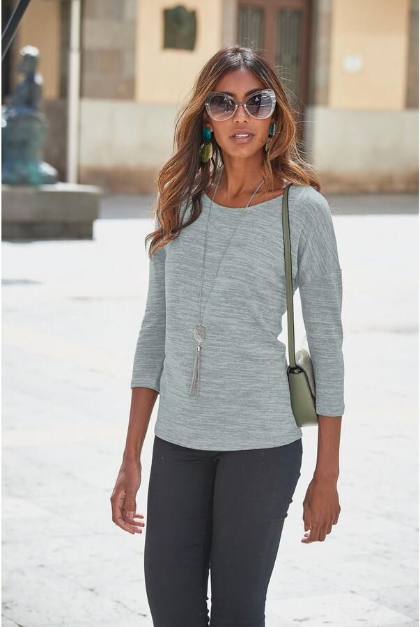 Vivance Shirt met 3 4-mouwen Met modieuze melange-structuur - Foto 4