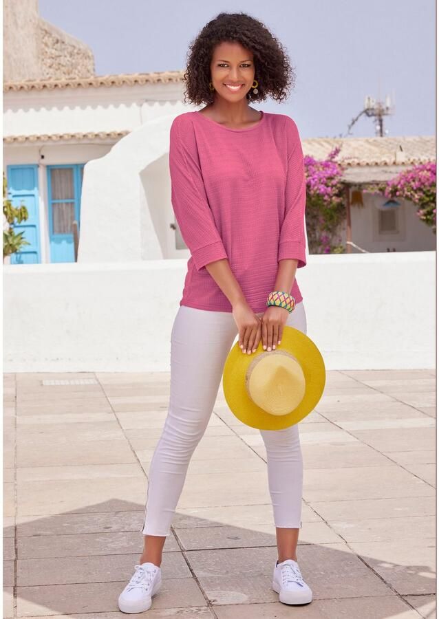 Vivance Shirt met 3 4-mouwen Van kreukvrije crêpe-kwaliteit gemaakt van strijkvrije crêpe stof - Foto 2