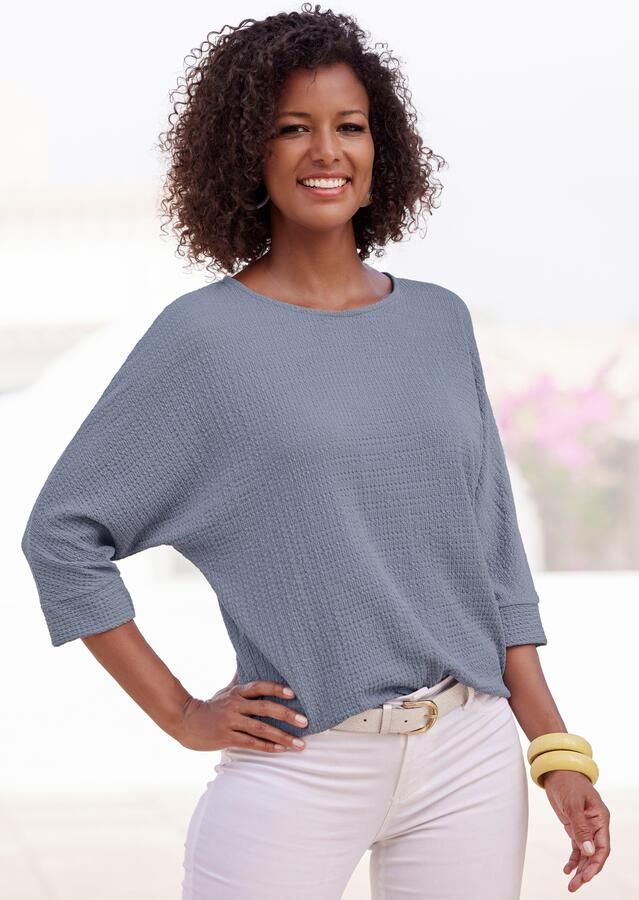 Vivance Shirt met 3 4-mouwen Van kreukvrije crêpe-kwaliteit gemaakt van strijkvrije crêpe stof - Foto 5