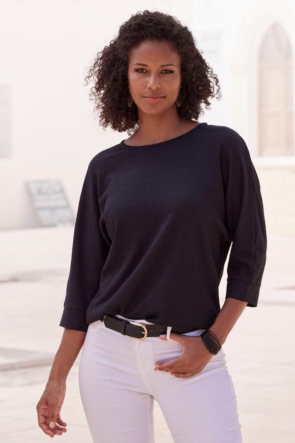 Vivance Shirt met 3 4-mouwen Van kreukvrije crêpe-kwaliteit gemaakt van strijkvrije crêpe stof - Foto 5