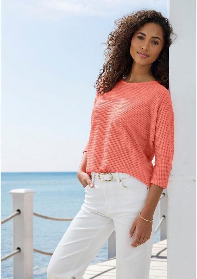 Vivance Shirt met 3 4 mouwen Van strijkvrije wafelstof van kreukvrije breikwaliteit - Foto 2