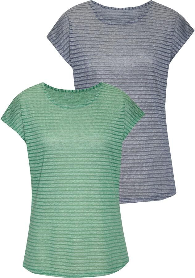 Vivance Shirt met korte mouwen In streep-look van onderhoudsvriendelijke viscosekwaliteit (Set van 2) - Foto 5