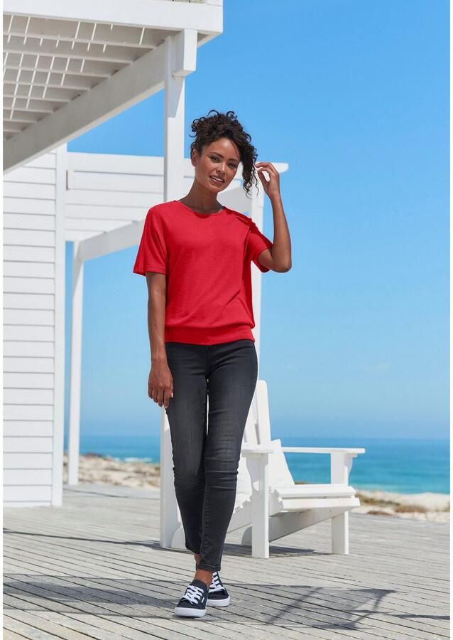 Vivance Shirt met korte mouwen Met brede tailleband van zacht viscose-fijntricot - Foto 3