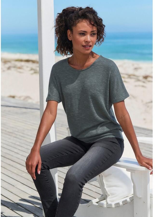 Vivance Shirt met korte mouwen Met brede tailleband van zacht viscose-fijntricot - Foto 3