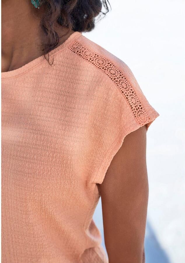 Vivance Shirt met korte mouwen Met decoratieve haak-inzet van kreukvrije crêpe-kwaliteit (2-delig Set van 2) - Foto 4