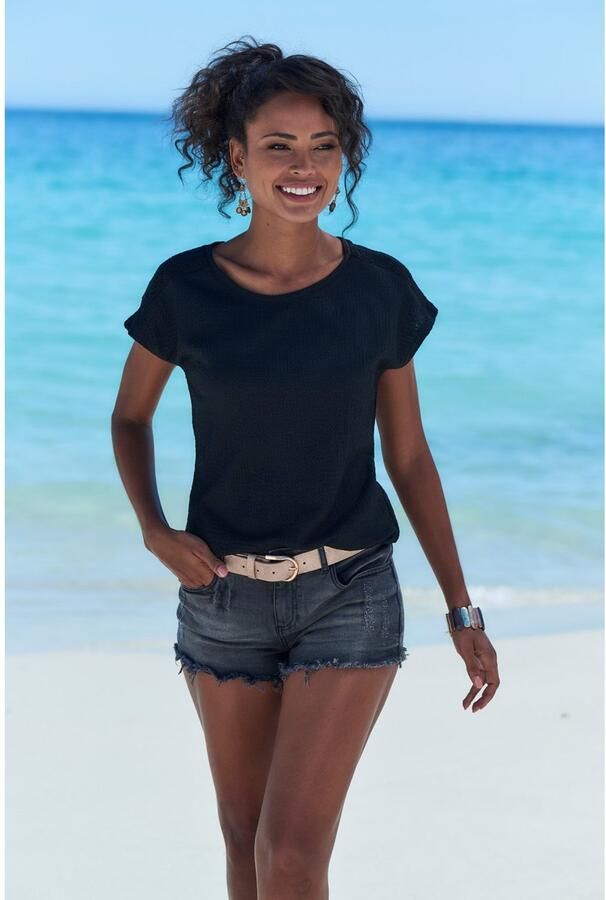 Vivance Shirt met korte mouwen Met decoratieve haak-inzet van kreukvrije crêpe-kwaliteit (2-delig Set van 2) - Foto 5