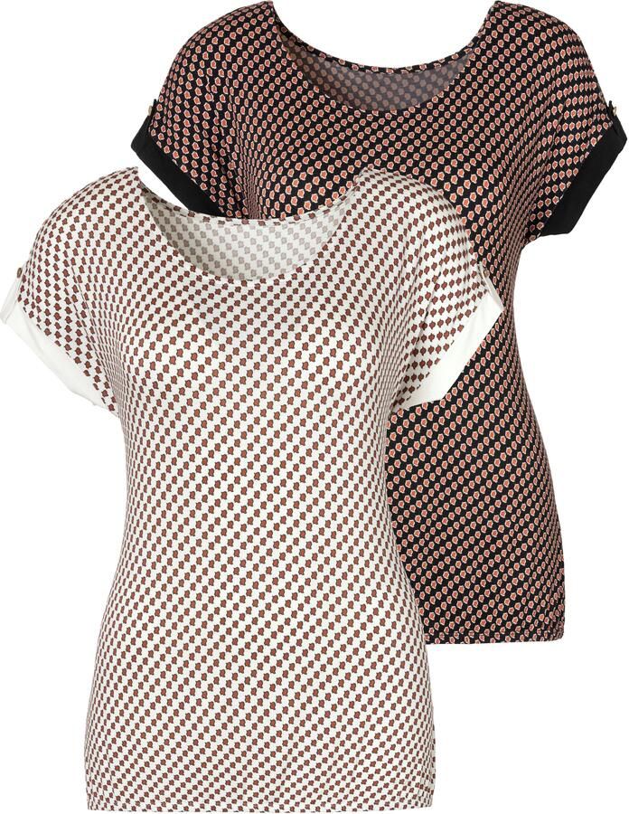 Vivance Shirt met korte mouwen Met decoratieve mouwzoom van zachte viscose-stretch (Set van 2) - Foto 5