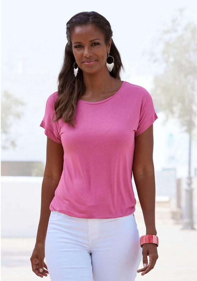 Vivance Shirt met korte mouwen Met elastiek in de band van zachte viscose-stretch (Set van 2) - Foto 5