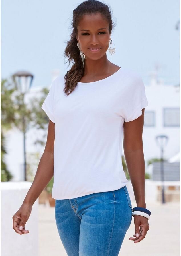 Vivance Shirt met korte mouwen Met elastiek in de band van zachte viscose-stretch (Set van 2) - Foto 3