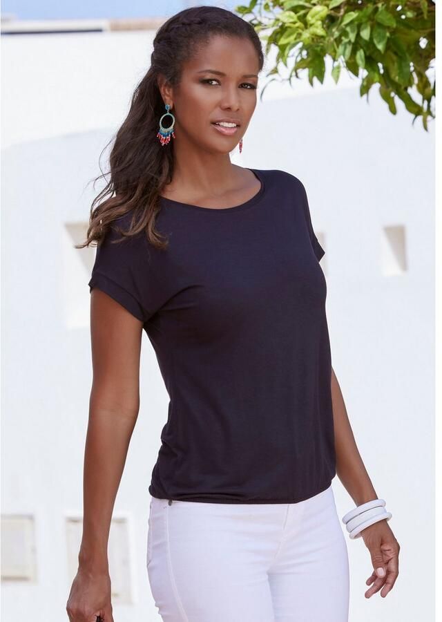 Vivance Shirt met korte mouwen Met elastiek in de band van zachte viscose-stretch (Set van 2) - Foto 2