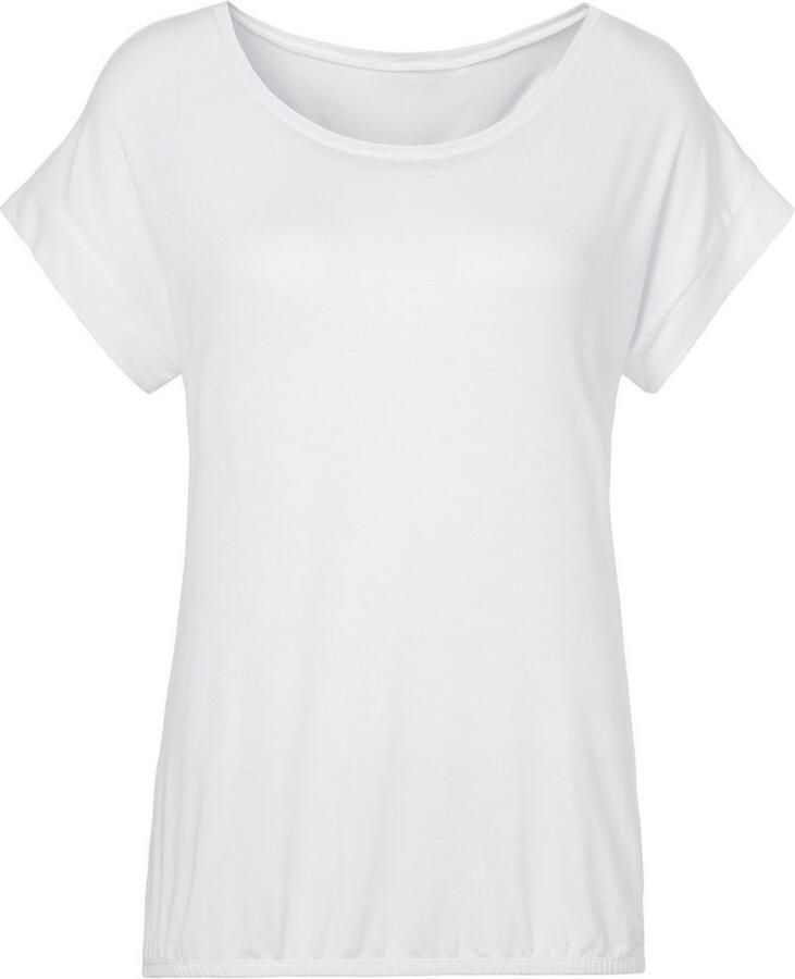 Vivance Shirt met korte mouwen Met elastiek in de band van zachte viscose-stretch (Set van 2)