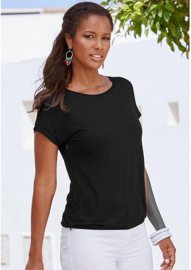 Vivance Shirt met korte mouwen Met elastiek in de band van zachte viscose-stretch (Set van 2) - Foto 2