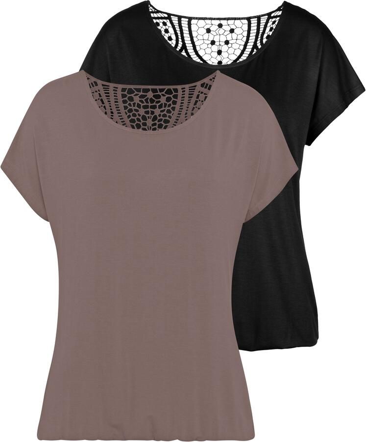 Vivance Shirt met korte mouwen Met haakwerk aan de achterkant (Set van 2) - Foto 5