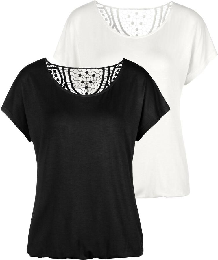 Vivance Shirt met korte mouwen Met haakwerk aan de achterkant (Set van 2) - Foto 4