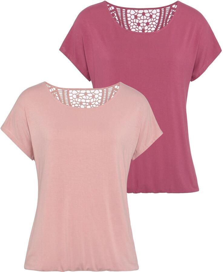 Vivance Shirt met korte mouwen Met haakwerk aan de achterkant (Set van 2) - Foto 6