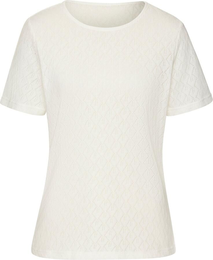 Vivance Shirt met korte mouwen Met modieus ajourpatroon in een zachte katoenkwaliteit - Foto 3