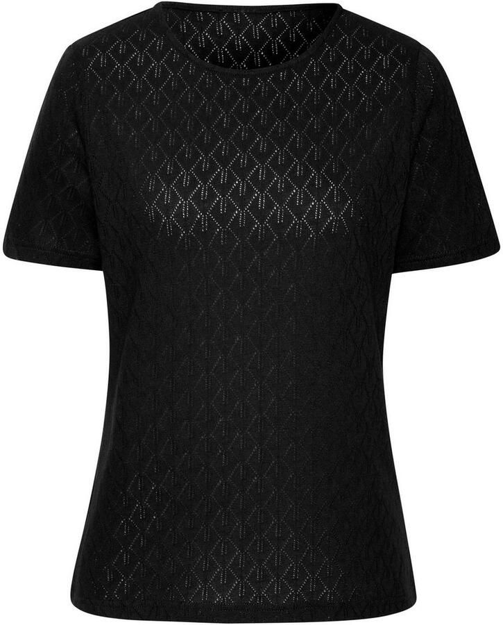 Vivance Shirt met korte mouwen Met modieus ajourpatroon in een zachte katoenkwaliteit (Set van 2)