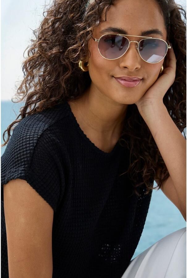 Vivance Shirt met korte mouwen Met modieuze wafelstructuur van kreukvrije breikwaliteit (Set van 2) - Foto 3