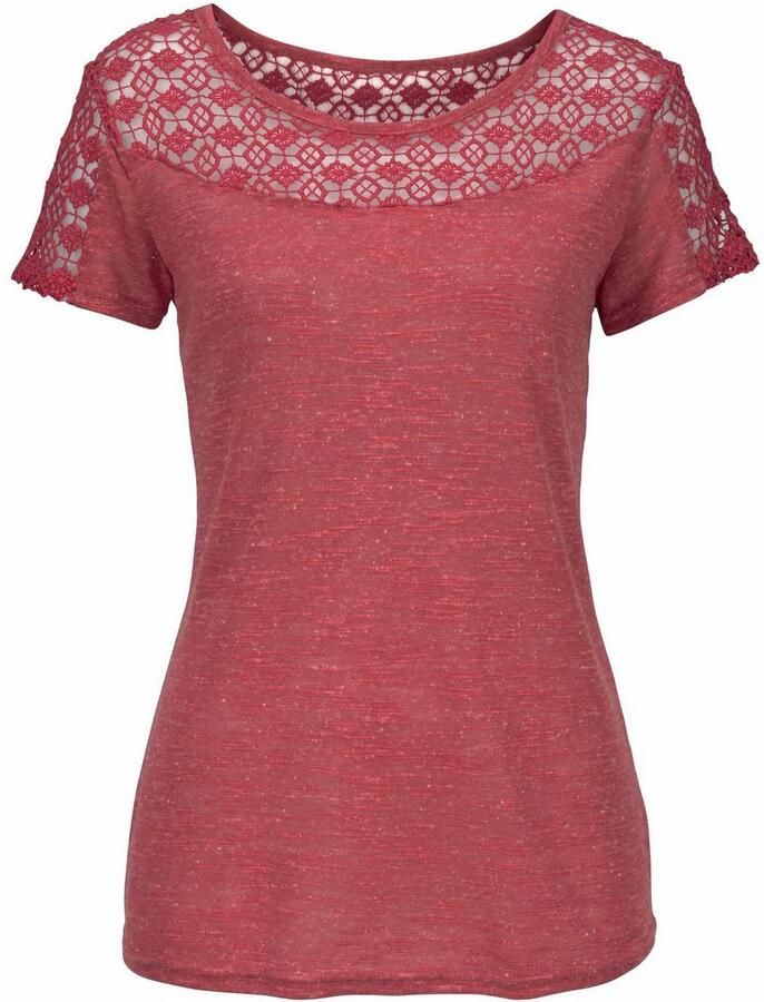 Vivance Shirt met korte mouwen Met zachte gehaakte kant van zachte kwaliteit met linnen - Foto 3