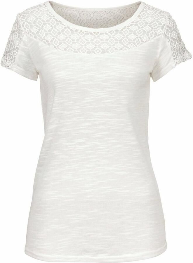 Vivance Shirt met korte mouwen Met zachte gehaakte kant van zachte kwaliteit met linnen - Foto 3