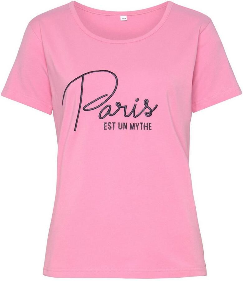 Vivance Shirt met korte mouwen -T-Shirt T-shirt met borduursel loungewear