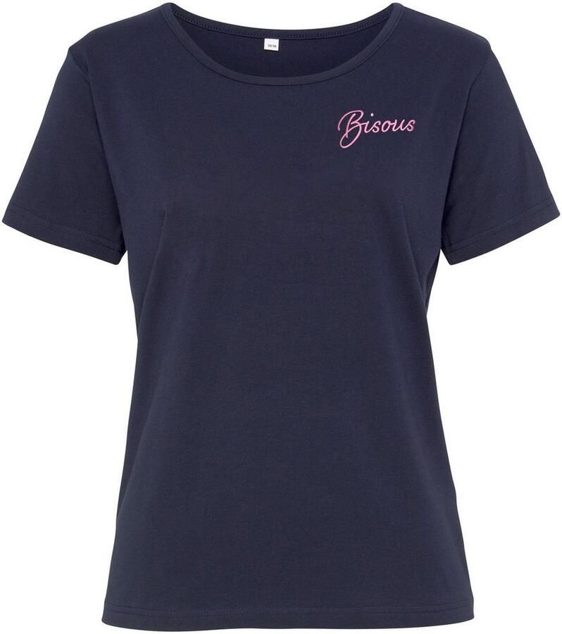 Vivance Shirt met korte mouwen -T-Shirt T-shirt met borduursel loungewear