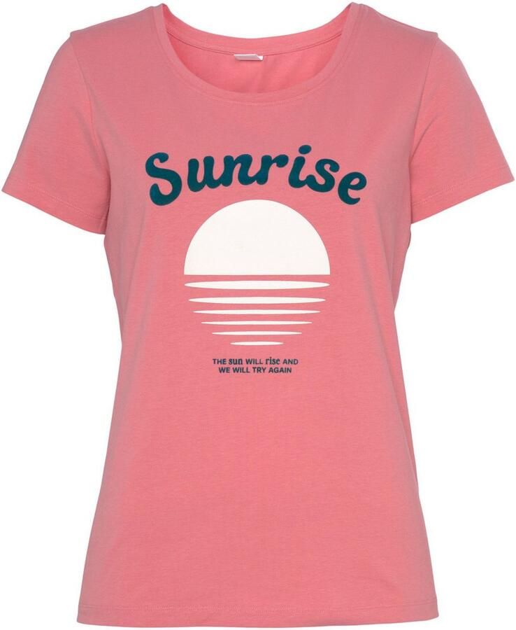 Vivance Shirt met korte mouwen -T-Shirt T-shirt met mooie frontprint loungewear