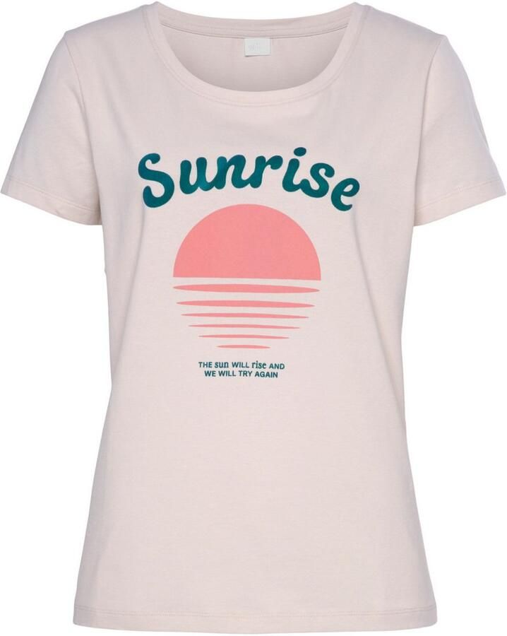 Vivance Shirt met korte mouwen -T-Shirt T-shirt met mooie frontprint loungewear