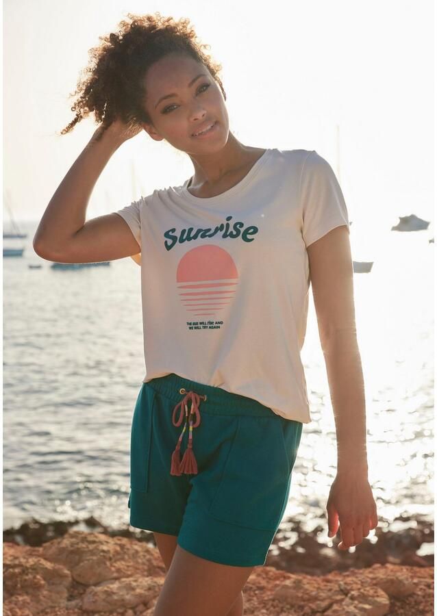 Vivance Shirt met korte mouwen -T-Shirt T-shirt met mooie frontprint loungewear - Foto 5