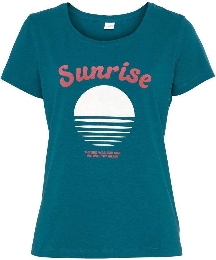 Vivance Shirt met korte mouwen -T-Shirt T-shirt met mooie frontprint loungewear