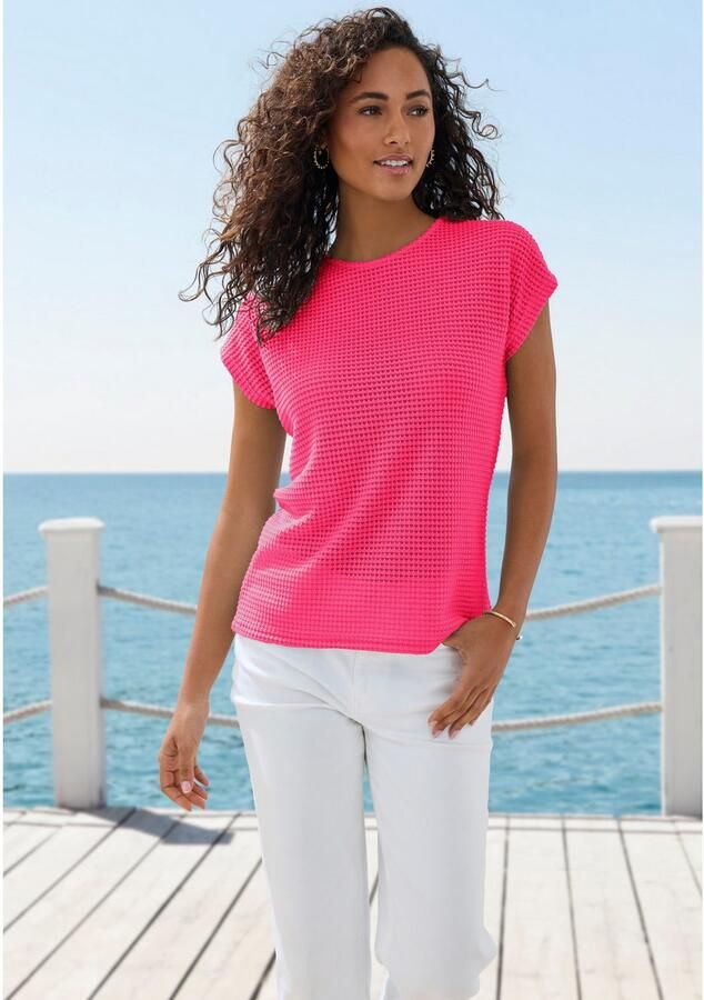 Vivance Shirt met korte mouwen Van strijkvrije wafelstof van kreukvrije breikwaliteit - Foto 2